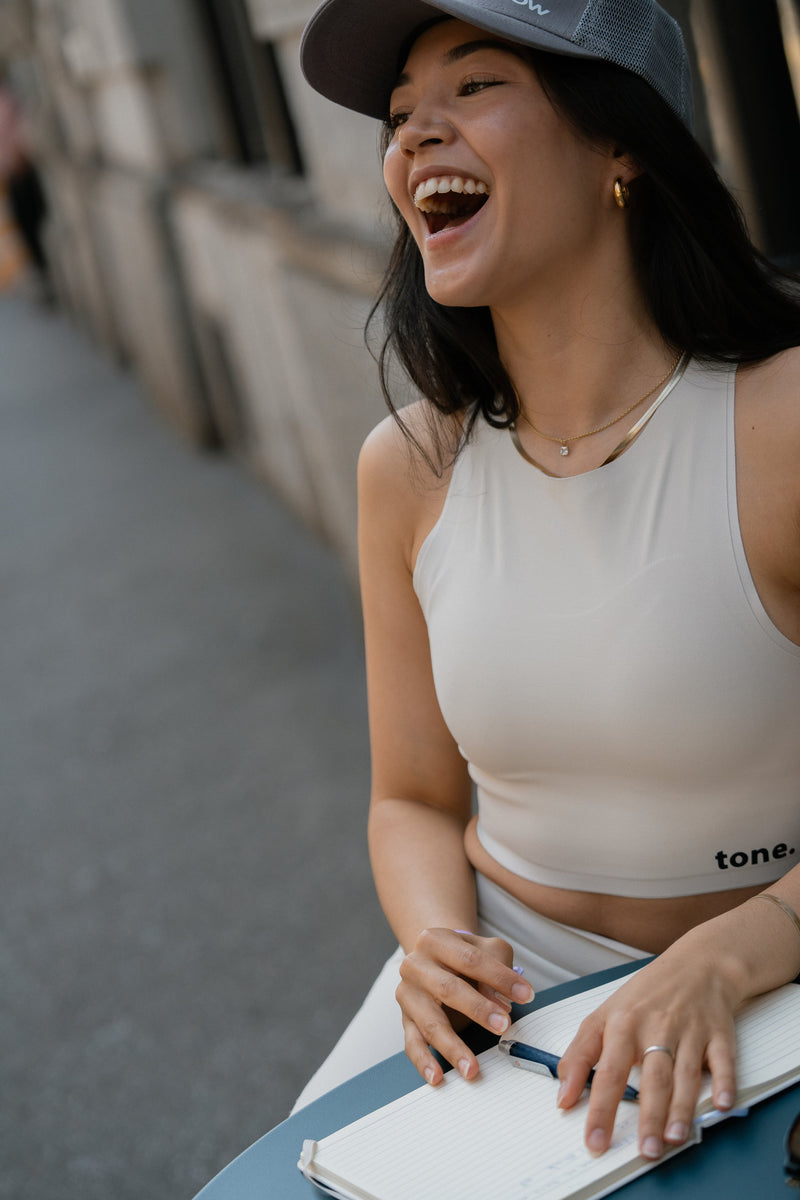now x tone. Matching Seamless Bra & Leggings - Ivory white