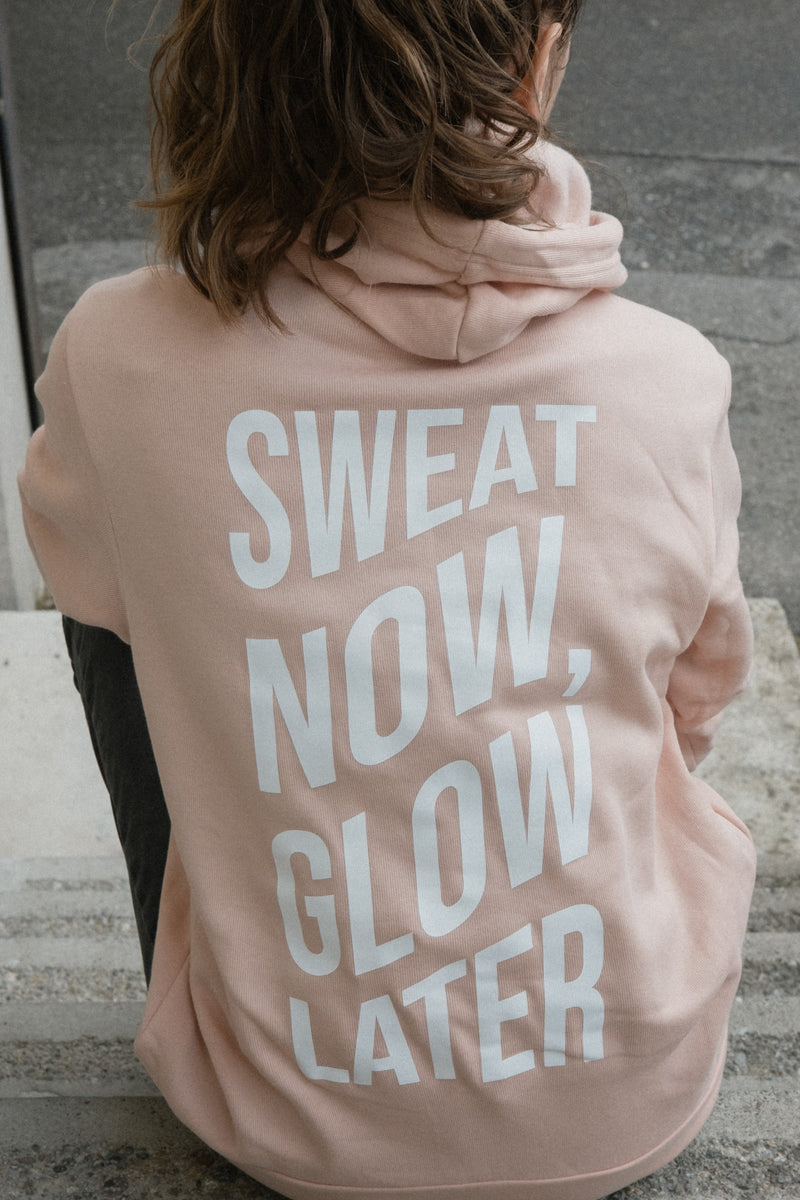 now x tone. inside fleece organic hoodie - fraiche peche