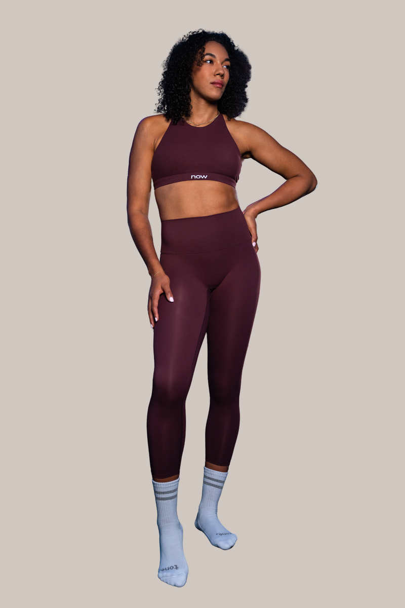 now Matching Seamless High Neck & Leggings  - dark violet