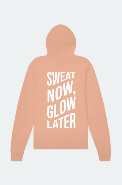 now x tone. inside fleece organic hoodie - fraiche peche
