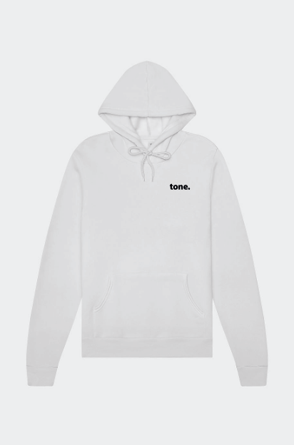 now x tone. inside fleece organic hoodie - white